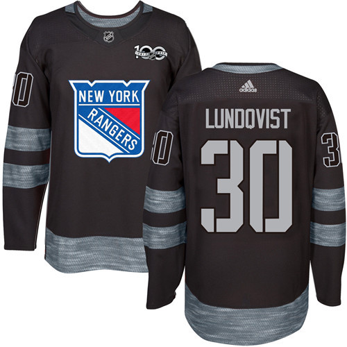 Adidas Rangers #30 Henrik Lundqvist Black 1917-100th Anniversary Stitched NHL Jersey